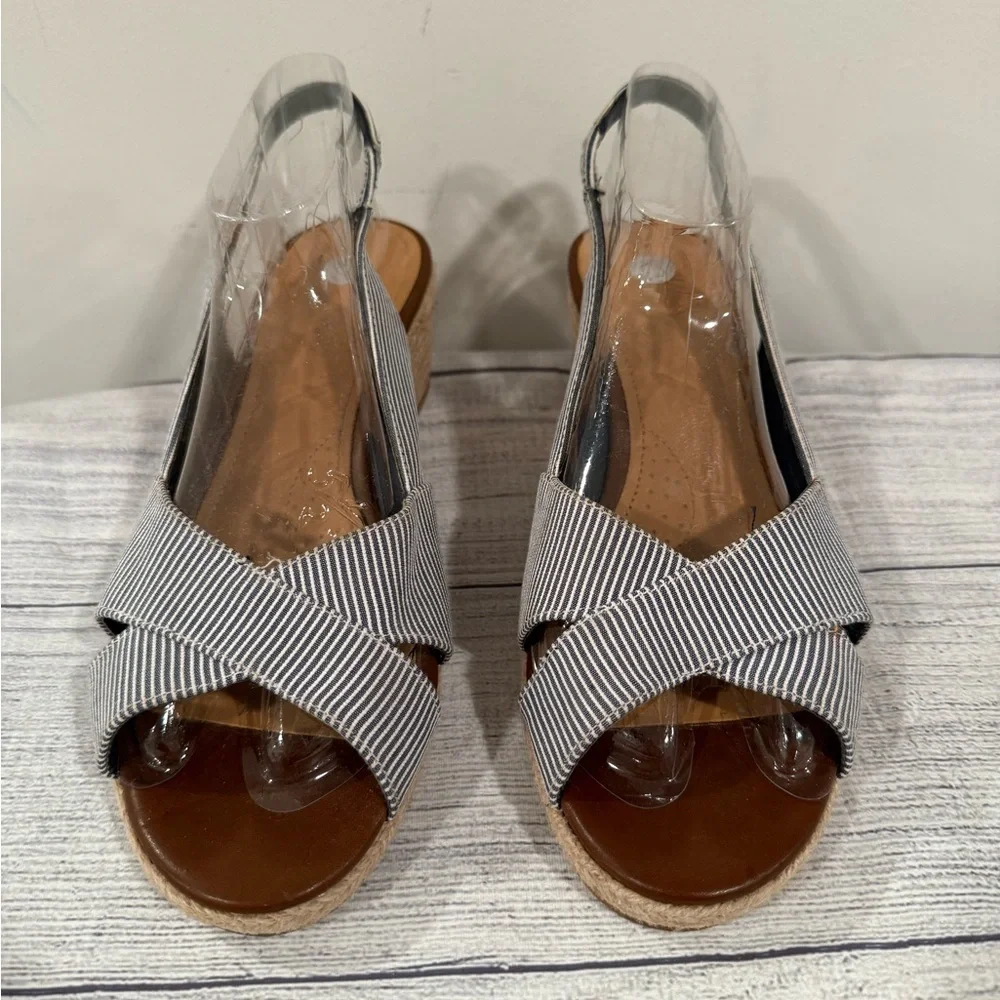 Circus by Sam Edelman Striped Espadrille Wedge Slingback Sandals Size 8.5